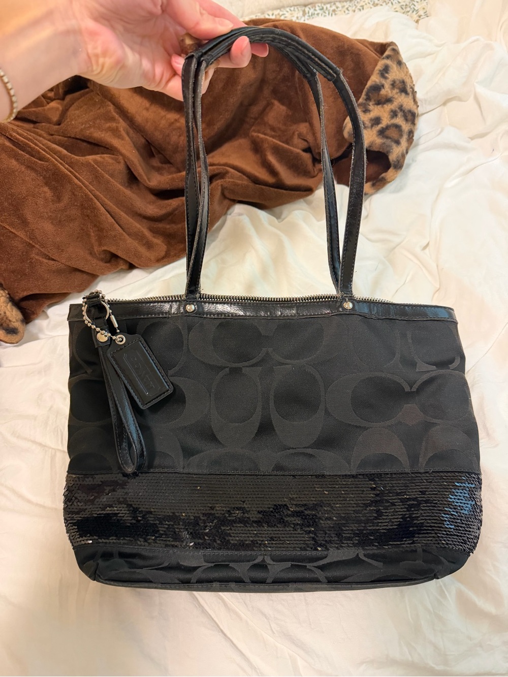 Coach black sequin bag